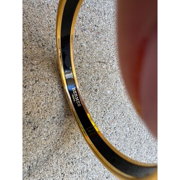 Hermes Gold Printed Enamel Bangle Bracelet 70mm GM Equestrian - Picture 13 of 13